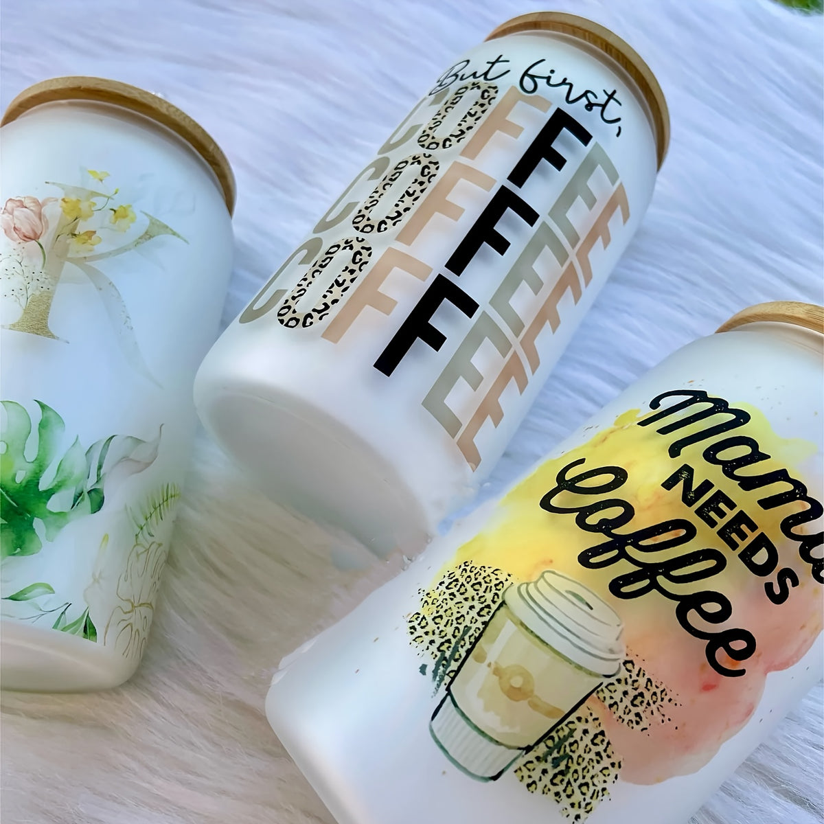 Sublimation Glass Tumbler Bulk Set 12 Pack with Bamboo Lid Straw & Brush – 16oz Clear or Frosted Cups for DIY Crafts, Parties & Everyday Drinking