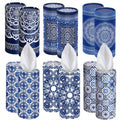 Mandala Round Car Tissue Box Holder 12 Pack, Decorative Cylinder Facial Tissue Container for Car Dashboard & Home, Boho Mandala Pattern Bulk Tissue Dispenser