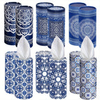 Mandala Round Car Tissue Box Holder 12 Pack, Decorative Cylinder Facial Tissue Container for Car Dashboard & Home, Boho Mandala Pattern Bulk Tissue Dispenser
