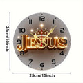 10-Inch Silent Wall Clock with Golden Crown Design – Round Wooden Frameless Battery Operated Decorative Clock for Living Room, Bedroom, Kitchen & Office, Aesthetic Religious Gift