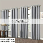 Room Darkening Blackout Curtains 4-Pack – Grommet Top Plain Weave Sun Blocking Drapes for Living Room & Bedroom, 9 Colors, 7 Size Options, Woven Polyester