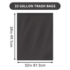 33 Gallon Trash Bags 180 Count 60 Bags Per Roll Tear Resistant Leak Proof Disposable Large Garbage Bags for Home Garden Industrial Commercial Use