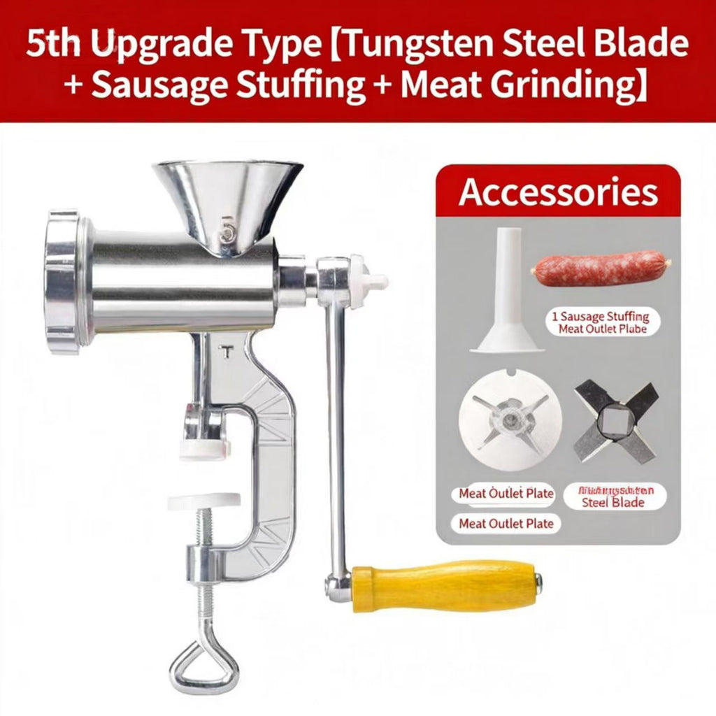Manual Meat Grinder with Table Clamp – Heavy-Duty Stainless Steel Hand Crank Food Processor for Grinding Meat, Vegetables & Spices – No Electricity Required, Easy to Clean Kitchen Tool