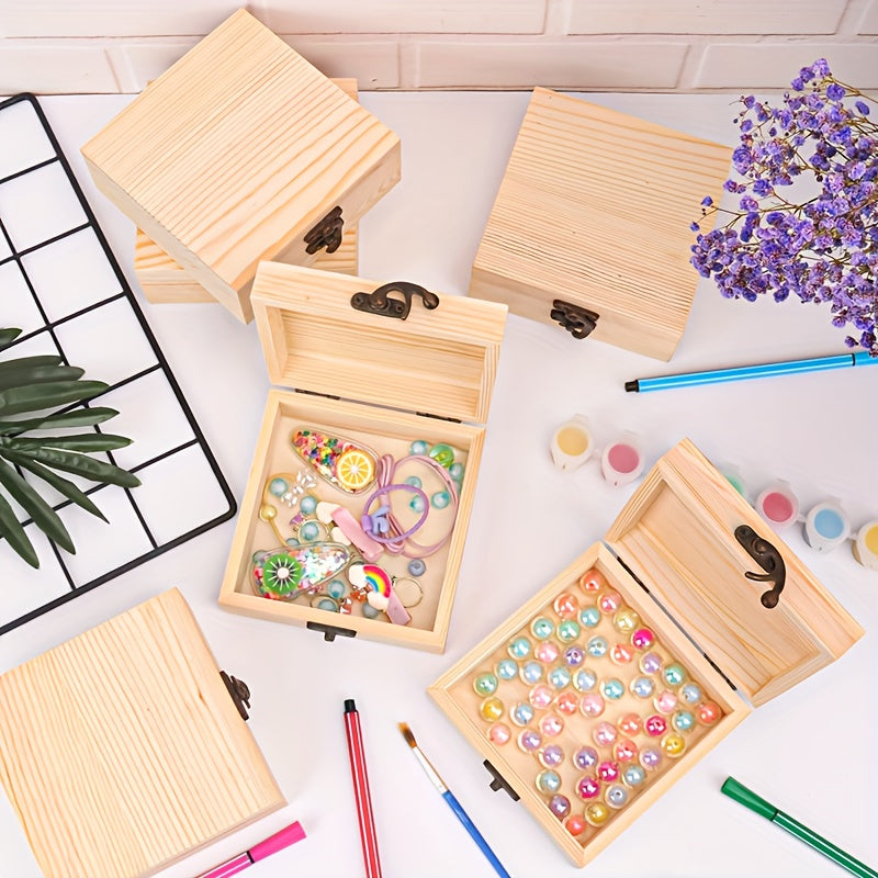 Unfinished Wooden Treasure Chest Boxes 12-Pack with Lid & Clasp - DIY Craft Boxes, Pirate Party Favors for Birthday Parties, Christmas Gift Boxes & Kids Decoration Projects
