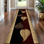 Luxury Velvet Carpet Leaf Pattern Machine Washable Slip-Resistant – Soft Plush Rug for Hallway, Bedroom, Kitchen & Bathroom | Multiple Sizes
