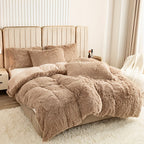 Plush Duvet Cover Set 3 Piece Ultra-Soft Warm Comforter Cover Twin Full Queen King 8 Colors for Bedroom Guest Room Dorm