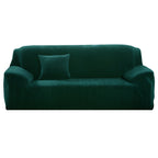 Velvet Stretch Sofa Cover Slipcover – Thick High-Elasticity Plush Couch Cover for L-Shape 1 2 3 4 Seater, Polyester Spandex Furniture Protector with Pillowcase for Living Room