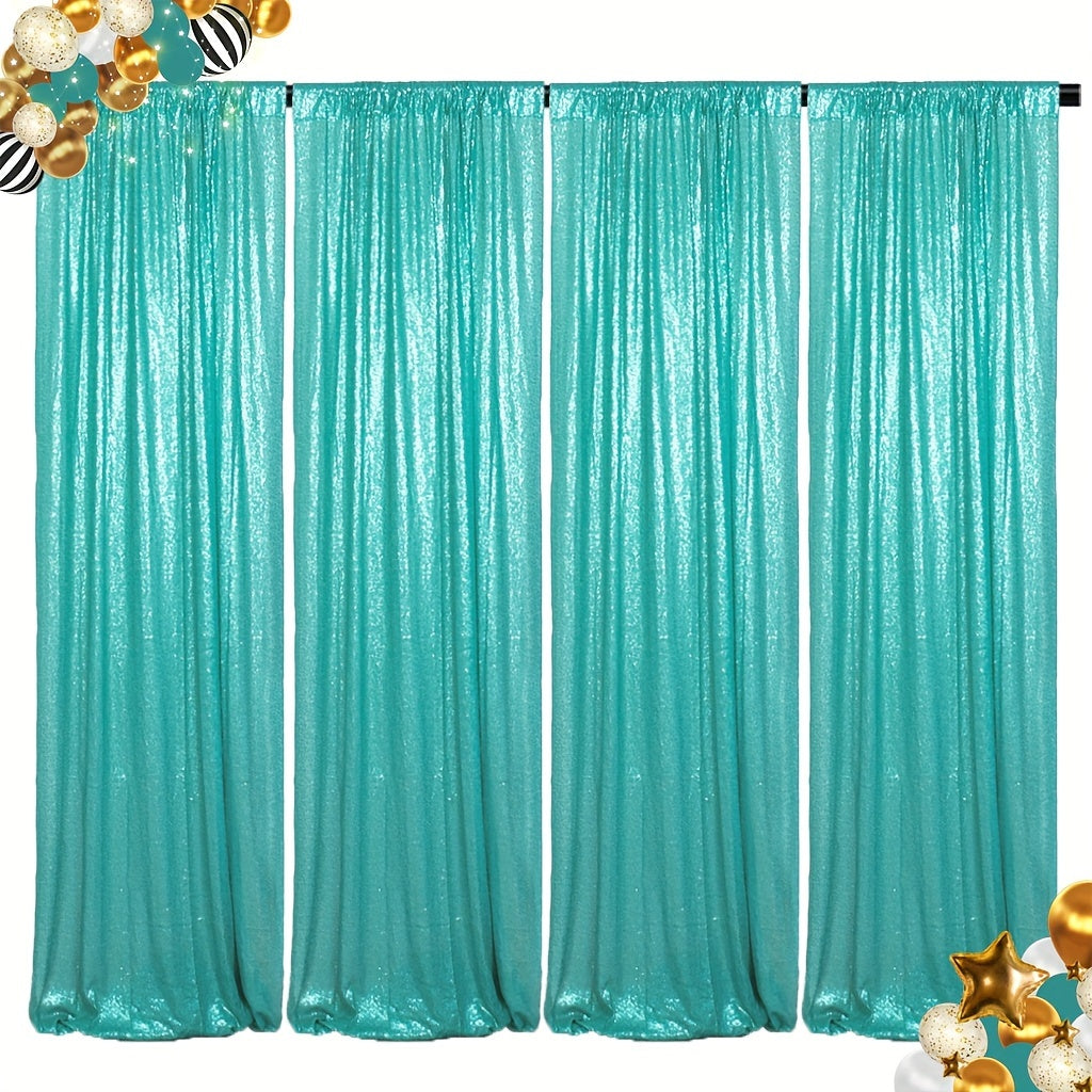 Sequin Curtains Backdrop 4 & 6 Panels 2x8FT - Shimmer Glitter Party Backdrop Curtain for Wedding Birthday Bachelorette Photo Booth, 25 Colors Reusable Event Decoration