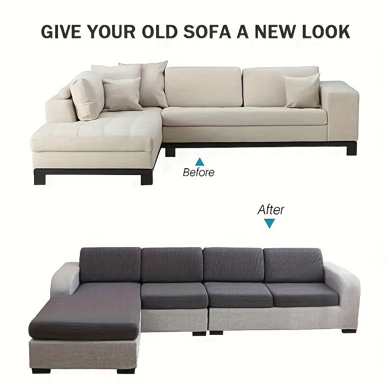 Green Plant Jacquard Sofa Cover Set 6 Piece High Elasticity Stretch Furniture Protector – Scratch Resistant Machine Washable Vintage Style – Beige, Burgundy, Green, Khaki, Grey