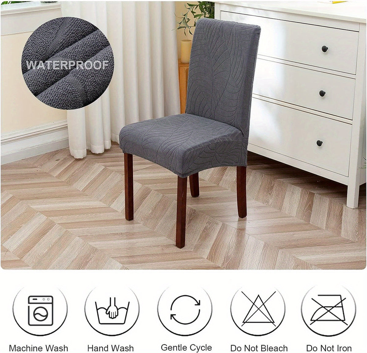 Stretch Jacquard Dining Chair Covers Set of 4 or 6 Removable Washable Polyester-Elastane Slipcovers – Chair Protector for Kitchen Home Hotel Restaurant, Valentine's Day Home Decoration