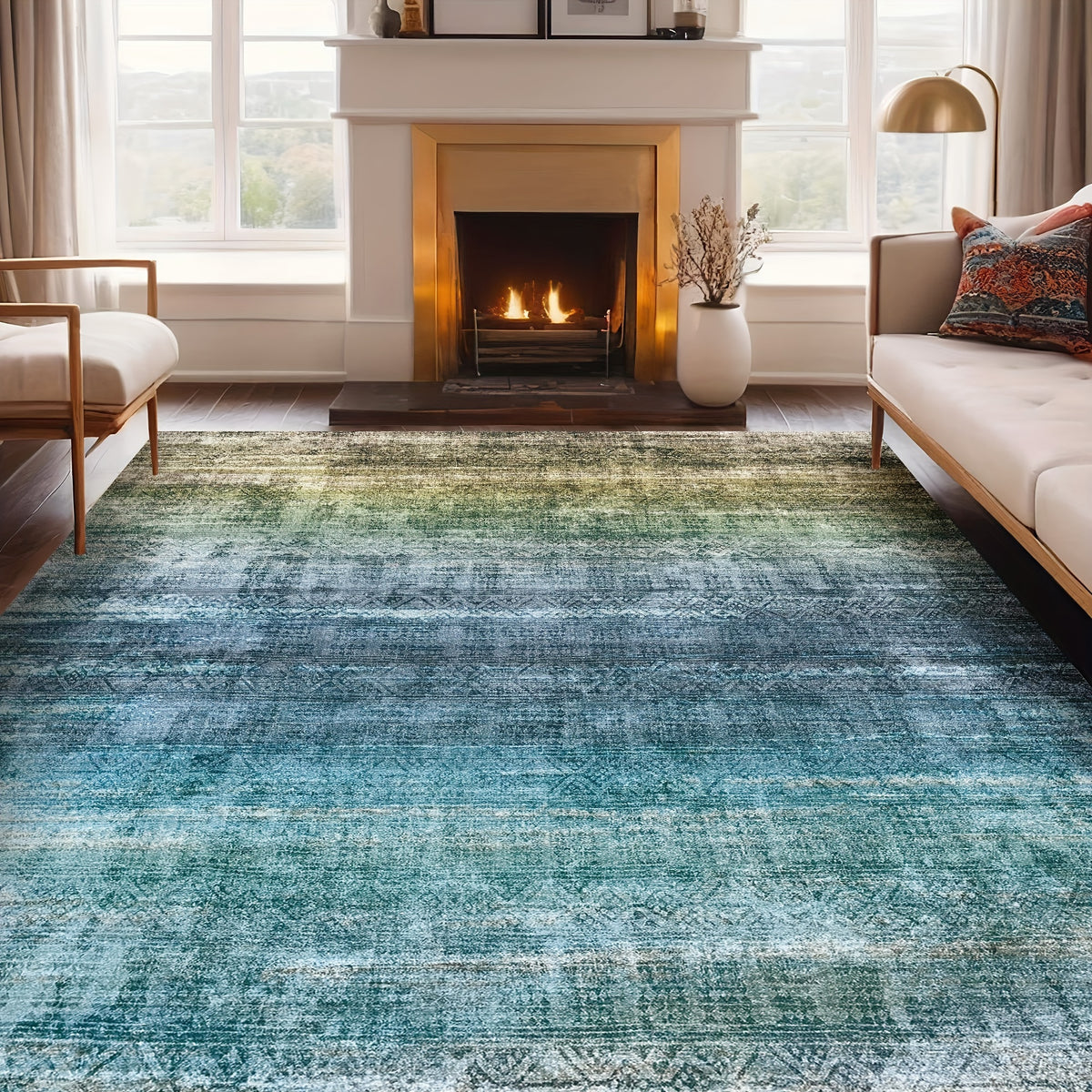 Oslo Washable Area Rug – Gradient Moroccan Vintage Style, Soft Non-Slip, Machine Washable | Living Room, Bedroom & Dining Room | 5 Colors, 5 Sizes | Nuvia Haven
