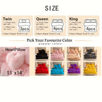 Plush Faux Fur Duvet Cover Set for Kids & Teens, 3/4 Pcs with Pillowcases & Heart Pillow, Super Soft Warm Faux Fur Comforter Cover, Machine Washable Lodge Style Bedding, Twin Queen King