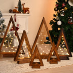 Wooden Desktop Mini Light Tree Set – Decorative LED Holiday Trees for Home, Office & Shelf Displays, Reusable, 2 to 6-Piece Sets