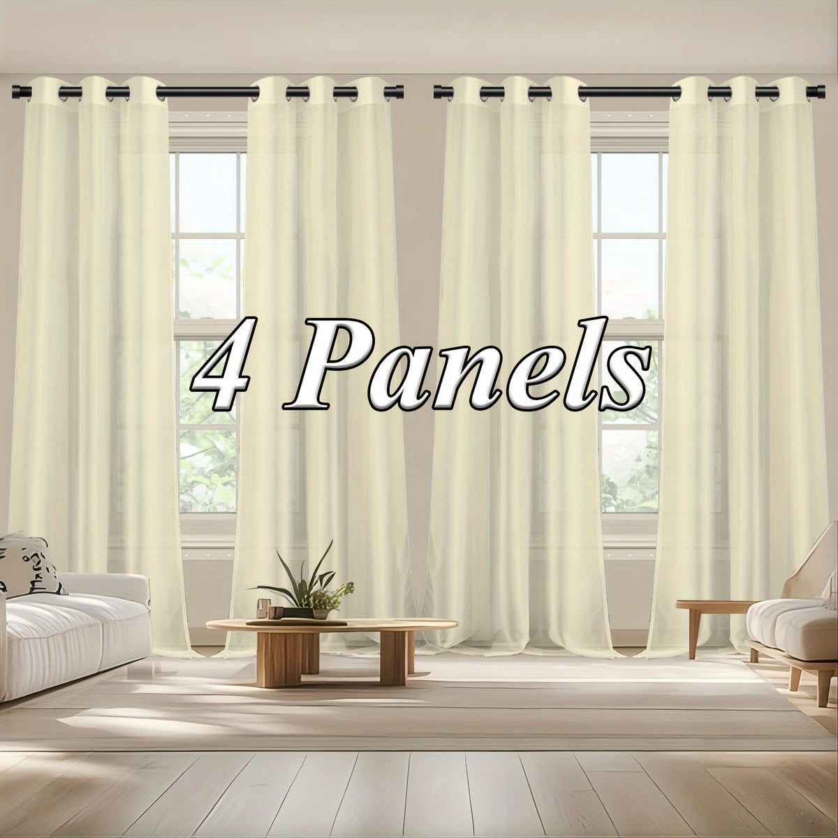 Sheer Curtains Semi Transparent Panels with Top Loop Pleated Header for Bedroom Living Room – Set of 2 or 4, 70-80G Lightweight Fabric, Multiple Sizes & Colors