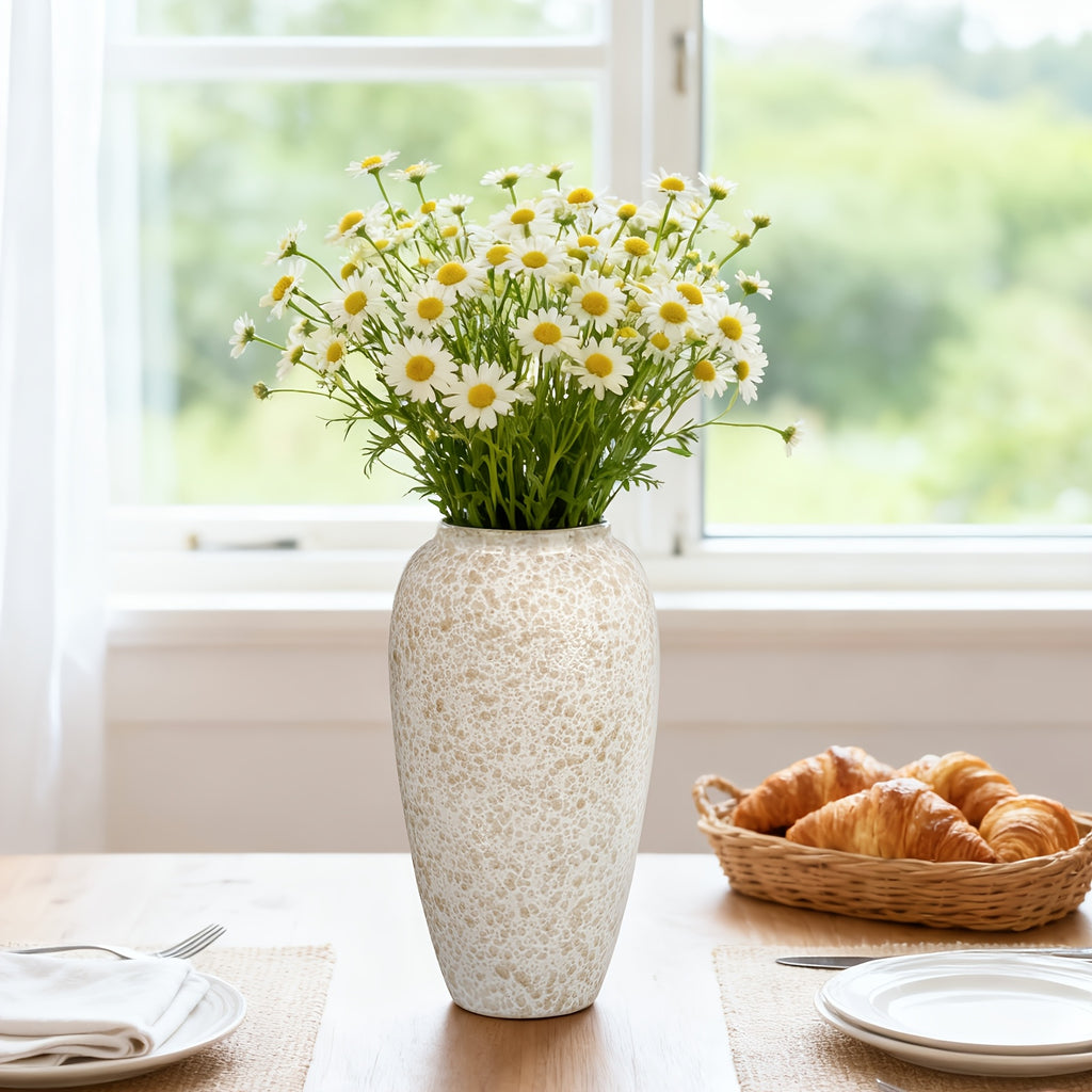 Large Ceramic Flower Vase Farmhouse Rustic – 13" Tall Table Vase for Living Room, Bedroom, Kitchen & Office, Vintage Boho Home Decor for Bookshelf, Fireplace, Coffee Desk & Dining Table Centerpiece