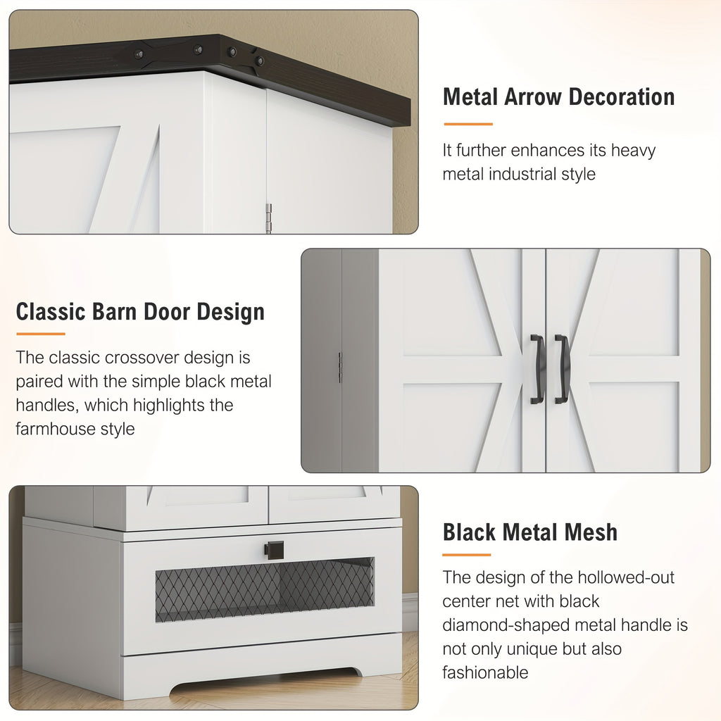 55 Inch Pantry Cabinet Kitchen Storage Cabinet with Adjustable Shelves and Drawer Wooden Buffet Cupboard for Kitchen Living Room Bathroom Dining Room Black White Brown