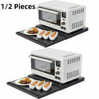 Adjustable Metal Pull-Out Rack Organizer for Microwave - Countertop Shelf for Air Fryer, Oven and Rice Cooker with Hanging Shelf and Drawer Storage - Space-Saving Coffee Station Kitchen Appliance Stand