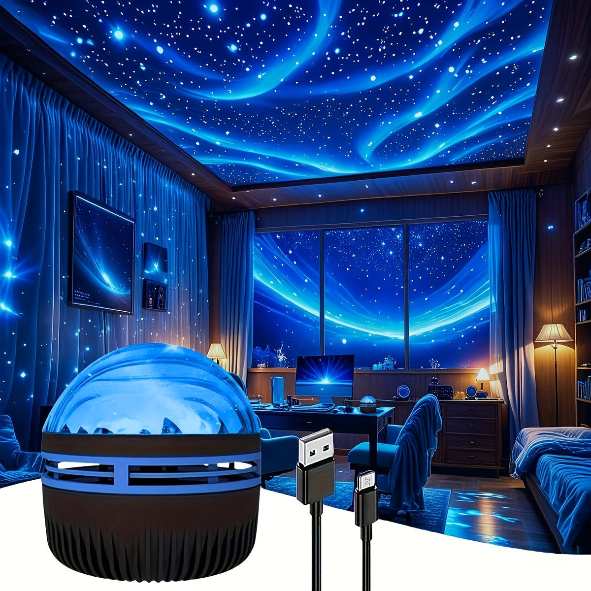 Starry Sky Mood Light – Milky Way Design 7-Color USB Frosted Glass Table Lamp with Remote Control for Bedroom Party Decor