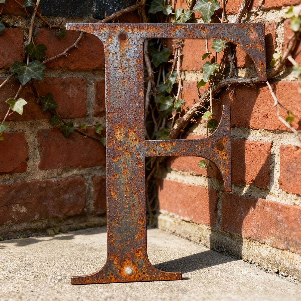 Rustic Metal Letter Wall Decor 12-Inch Tall Slim Iron Alphabet A-Z, Vintage Industrial Wall Art Sign for Home Kitchen Bar Shop, Personalized Name Monogram Holiday Gift for Christmas Thanksgiving – 26 Letters