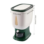 Rice Dispenser Large Capacity 22LB 6-Chamber Sealed Grain Storage Container with Measuring Cup & Transparent Window – Moisture & Insect Resistant One-Click Pantry Organizer for Rice Beans Flour Pet Food