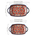 Bohemian Ceramic Baking Dishes Set of 2 - Large Rectangular Oven-Safe Casserole & Pie Pan, Porcelain Roaster Set for Baking & Cooking, Elegant Kitchen Gift, Red Blue Yellow White
