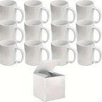 11oz Sublimation Blank Coffee Mugs 12 Pack - White Ceramic DIY Custom Print Mugs for Tea Coffee Juice Gift Corporate Events | Nuvia Haven