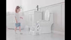 Foldable Kids Step Stool 2-Step with Non-Slip Design & Handle – Multipurpose Toddler Step Stool for Bathroom Sink, Kitchen Counter, Bedroom, Grey Pink Blue