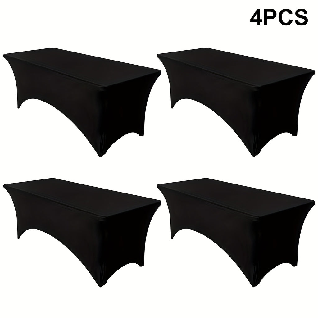 Spandex Fitted 6FT Tablecloth for Rectangular Tables – Wrinkle-Resistant Elastic Table Cover for Parties, Weddings, Trade Shows & Events – 2/4/8/12-Pack in Black, White & Light Yellow
