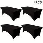 Spandex Fitted 6FT Tablecloth for Rectangular Tables – Wrinkle-Resistant Elastic Table Cover for Parties, Weddings, Trade Shows & Events – 2/4/8/12-Pack in Black, White & Light Yellow
