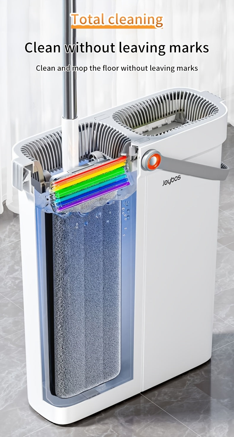 Flat Mop and Bucket Set 360 Degree Rotating Hands-Free Wringing Dual Compartment Clean Dirty Separation Ultra-Fine Fiber Floor Mop for Kitchen Bathroom Hardwood Tile