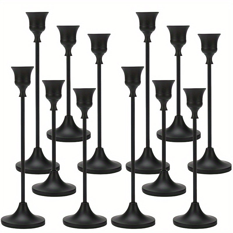 Metal Taper Candle Holders Set Elegant Detachable Base for Wedding Centerpiece Candlelit Dinner Table Decor Home Accent Copper and Black Set of 6 12 36