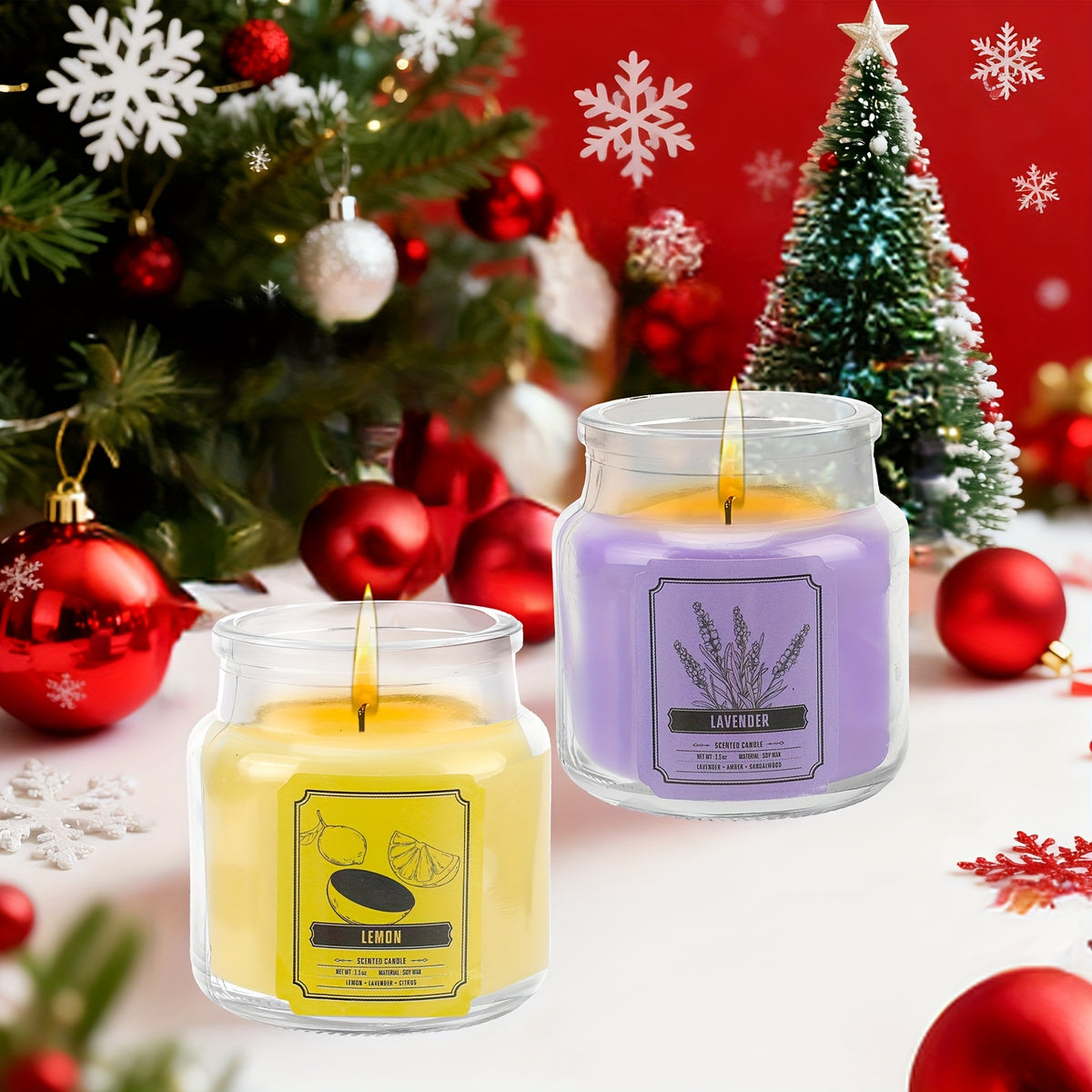6-Piece Soy Scented Candle Set 120 Hour Burn – Jasmine Eucalyptus Lavender Vanilla Rose Lemon 3.5oz Each, Aromatherapy Home Fragrance Gift for Thanksgiving Christmas Mother’s Day