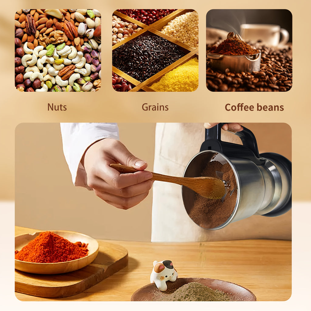 Electric Coffee Bean Grinder 300W 400g/14oz, 8-Blade Stainless Steel, One-Touch Button, Grinds Up to 36 Cups in 10 Seconds – Also for Spices, Grains & Nuts