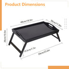 Bamboo Breakfast Tray with Folding Legs 19.5x12 Inch Lap Food Tray with Handle for Bed Sofa Eating Working Drawing Natural Black White Pack of 1 or 2