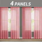 Sheer Gauze Curtains 4 Panels Rod Pocket – Dreamy Transparent Light Filtering Window Drapes for Living Room Bedroom Balcony, 11 Colors 3 Sizes