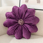 Velvet Flower-Shaped Throw Pillow with Pillow Core - Elegant Round Cushion for Sofa Bed and Living Room Decor Christmas Home Decoration Gift