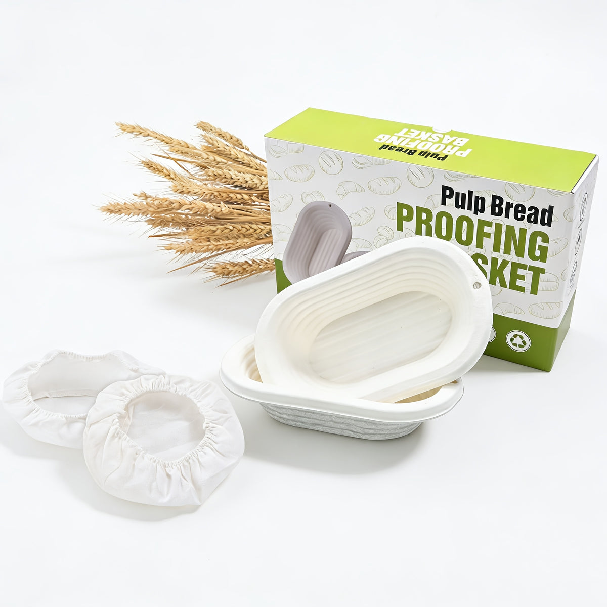 Bread Proofing Basket Banneton 10 Inch - Natural Wood Pulp Non-Stick Grooved Sourdough Proofing Basket for Artisan Bread Baking, Uniform Rise, Oval & Round Options