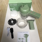Mini Electric Food Chopper, 1-Cup USB & Battery Rechargeable Portable Garlic & Onion Slicer with Cleaning Brush — Compact Kitchen Gadget for Garlic, Onions, Celery & More, White & Green
