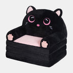 Animal Kids Foldable Sofa 2-in-1 Fold-Out Couch – Soft Polar Fleece High-Density Foam Lounger Chair for Playroom, Boys & Girls Room Decor, Cute Teddy Bear, Panda, Kitten & Milk Cow Styles