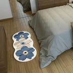 Fluffy Sheep Pastoral Area Rug - Soft 1000G Irregular Shape Bedside Mat with Transparent Flower & Sheep Design, Non-Slip PVC Backing, Machine Washable Cozy Rug for Bedroom & Corridor