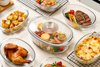 Glass Baking Dish with Lid Set - Borosilicate Casserole Dish with Glass Lid & Silicone Mat, Oven & Microwave Safe, 61oz or 95oz, for Chicken, Pasta, Desserts & Holiday Cooking