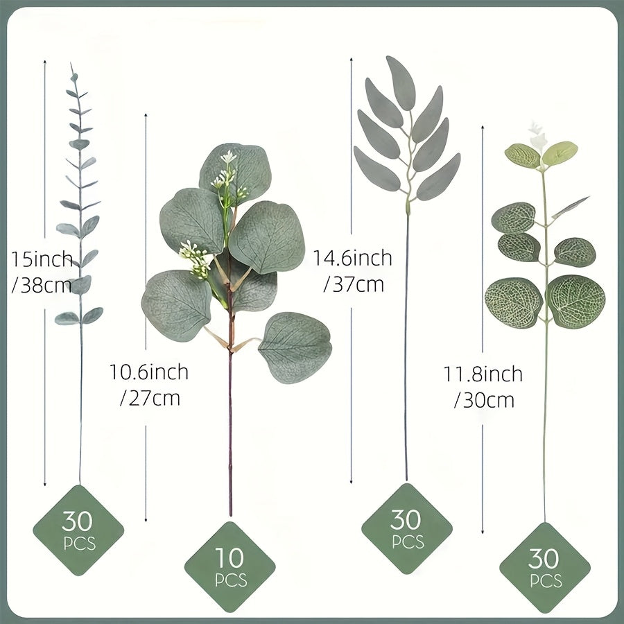 Artificial Eucalyptus Stems Bulk 50/100pcs – Mixed Silver Dollar Eucalyptus Leaf Picks for Bouquets, Flower Arrangements & Home Decor – Faux Greenery Stems for Vases & Wreaths