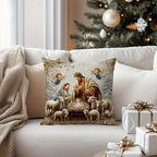 Christmas Pillowcase Set of 4 Farmhouse Holiday Decorative Cushion Covers 18x18 Inch for Sofa Living Room Bedroom Winter Home Decoration (No Pillow Insert)