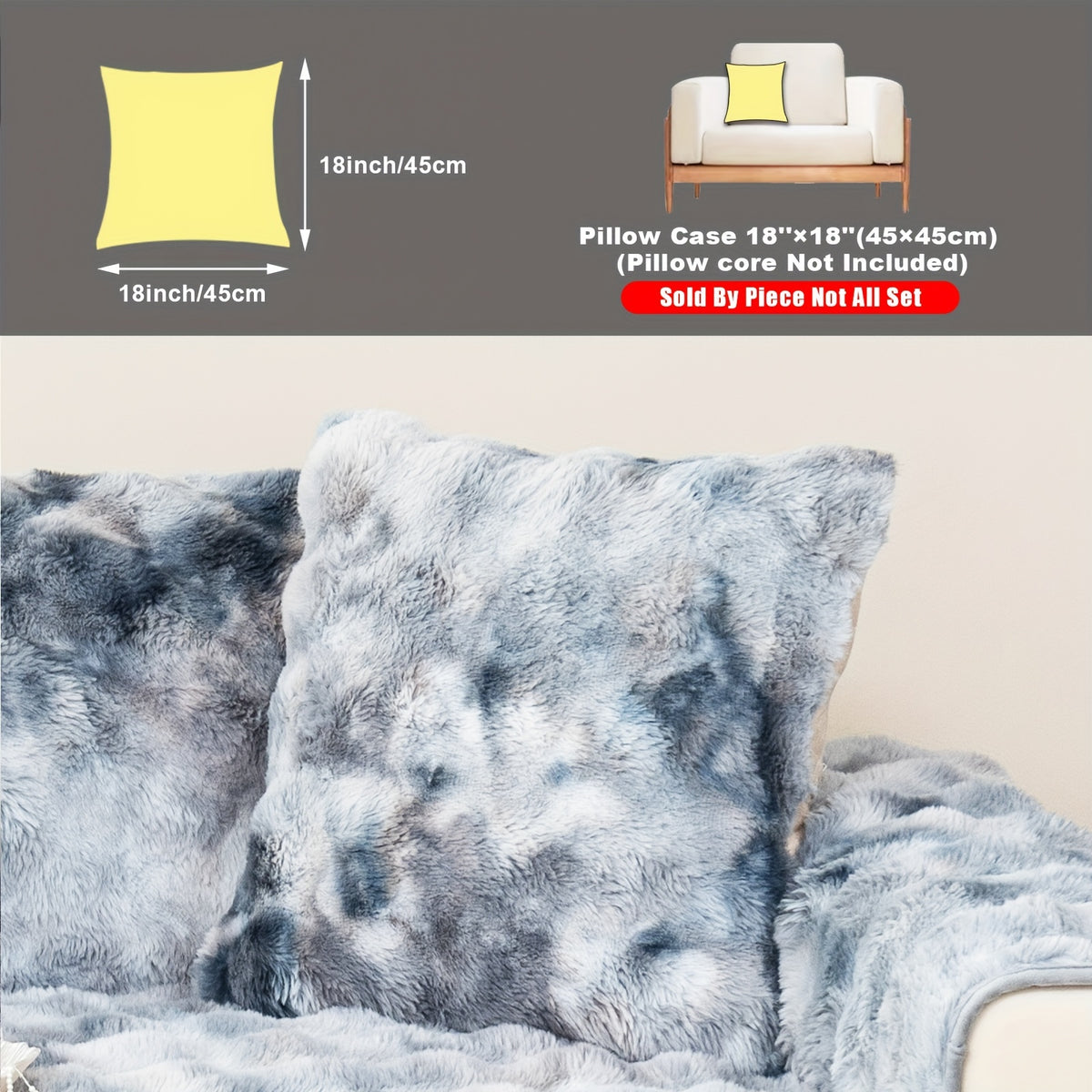 Faux Lamb Fluffy Sofa Cover Modern Gradient – Thick Plush Pet-Friendly Polyester Sofa Protector, Machine Washable 450-500g Fabric for Single, Double, Triple & Combination Sofas