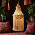 Bohemian Macrame Lamp Shade – Handcrafted Woven Rope Hanging Light Cover for Ceiling & Wall, Boho Nordic Room Decor Tapestry Style for Bedroom, Living Room & Home Aesthetics