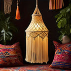 Bohemian Macrame Lamp Shade – Handcrafted Woven Rope Hanging Light Cover for Ceiling & Wall, Boho Nordic Room Decor Tapestry Style for Bedroom, Living Room & Home Aesthetics