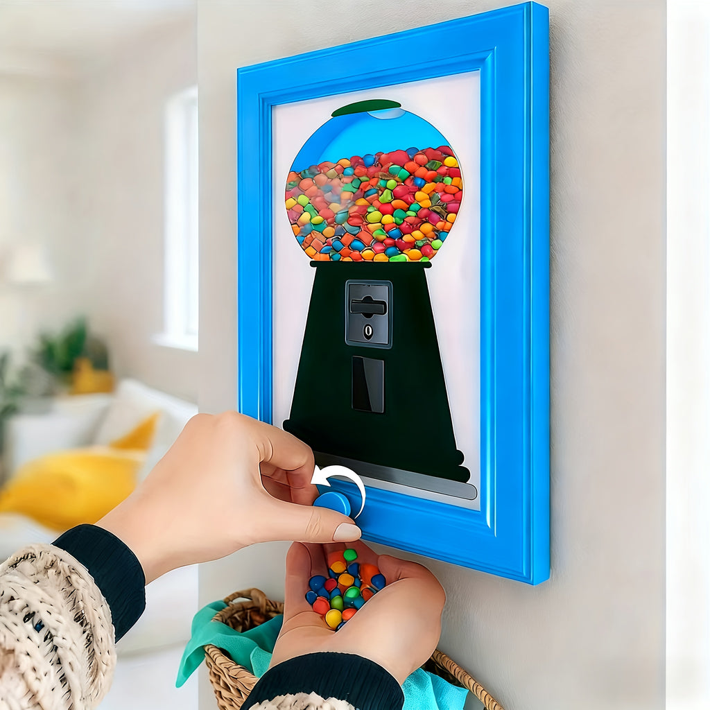 Wall-Mounted Candy Dispenser Frame – Square Hanging Candy Distribution Organizer for Halloween, Christmas, School Parties & Holiday Gifts, Available in Blue, Pink & Yellow
