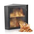 Corner Bread Box for Kitchen Counter Double Layer Bamboo Bread Storage Bin with Adjustable Divider & Acrylic Door - Space Saving Natural
