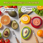 Silicone Fruit & Vegetable Fresh Keeper Set - Reusable Produce Saver Containers for Avocado, Onion, Tomato, Lemon, Garlic & Potato, Fridge Storage, 6 or 8 Piece Set