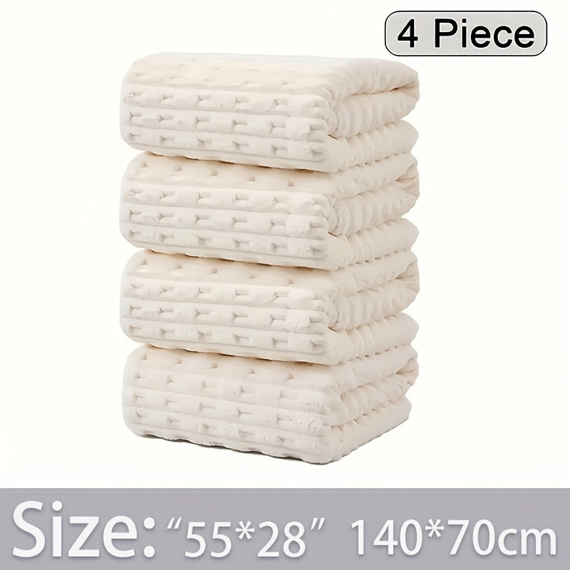 Waffle Bath Towels Set of 4 – Super Absorbent Quick-Dry Coral Fleece Bath Sheets, 280GSM Soft Spa Towels for Adults, 55x28 Inch Large Bath Towel Set